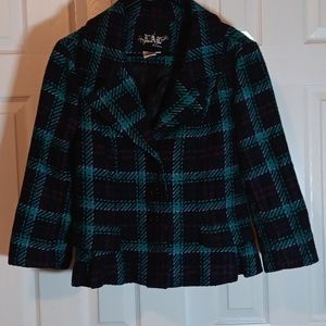 Live A Little (LAL) Wool Blend Plaid Blazer - L